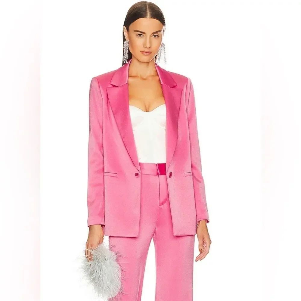 NEW Alice+Olivia Revolve Denny Notch Collar Boyfriend Blazer, Pink, Size 4